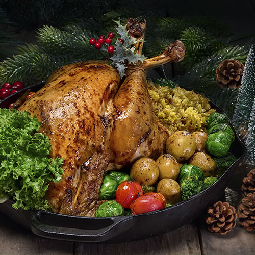 Baked Young Turkey stuffed with Tumeric-Bacon Rice (Approx. 3.6 - 4.5Kg)